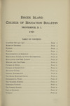 Rhode Island College of Education Bulletin, 1921