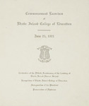 Commencement Program 1921 by Rhode Island College and Rhode Island College of Education