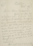 Letter to Joseph Peace Hazard, 1889-11-04